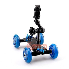 Zeadio 7 "Magic Arm Tabletop tragbare Skater Dolly Triebwagen Kits für alle LCD-Feldmonitor, Canon Nikon alle Video DSLR-Kamera Rig, Blitzlicht, Mikrofon (blau)