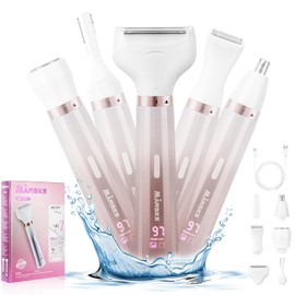 Electric Razors Shavers for Women, Bikini Trimmer 5 in 1 Lady Electric Shaver Razor Wet/Dry Face Razors for Face Nose Eyebrow Arms Armpit Legs Pubic Hair Area Painless Facial Hair Removal for Women