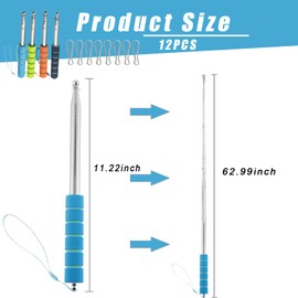 KUBDPQOR Telescopic Handheld Flag Pole 12 Pcs Flag Pole Kit Include 4 5.2 Feet Flagpole and 8 Flag Pole Clip Snaps Hook Portable Flag Poles Outdoor Perfect for Tour Guides & Pointer for Teachers