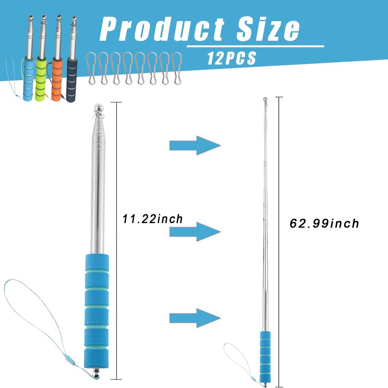 KUBDPQOR Telescopic Handheld Flag Pole 12 Pcs Flag Pole Kit