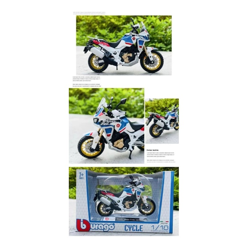 Bburago Motocicleta Honda África Twin Adventure Escala 1.18 Bburago