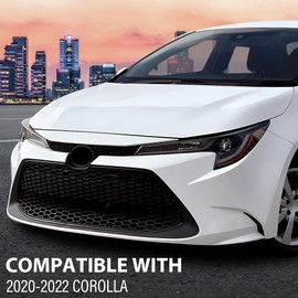 CHEDA Front Upper Bumper Grille Compatible with Toyota Corolla LE XLE 2020 2021 2022, Not Fit SE XSE models 53111-12E60 53111-02850 TO1200442 Black