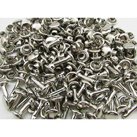 Amanteao Silvery Double Cap Rivets Plane Cap 15mm and Post 12mm Pack of 50 Sets