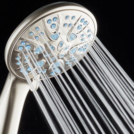AquaDance Anti-Clog High-Pressure 6-Setting Hand with with Microban Nozzle Protection from Growth of Mold & Mildew for Stronger Shower! Aqua Blue Jets – 1.8 GPM