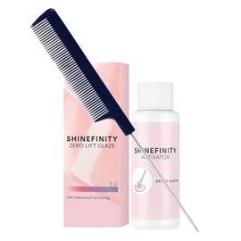 Shinefinity Zero Lift Glaze 04/07 Medium Brown Natural Brown Demi-Permanent Hair Color 2oz + Shinefinity Activator 2oz + M Hair Designs Tail Comb (Bundle)