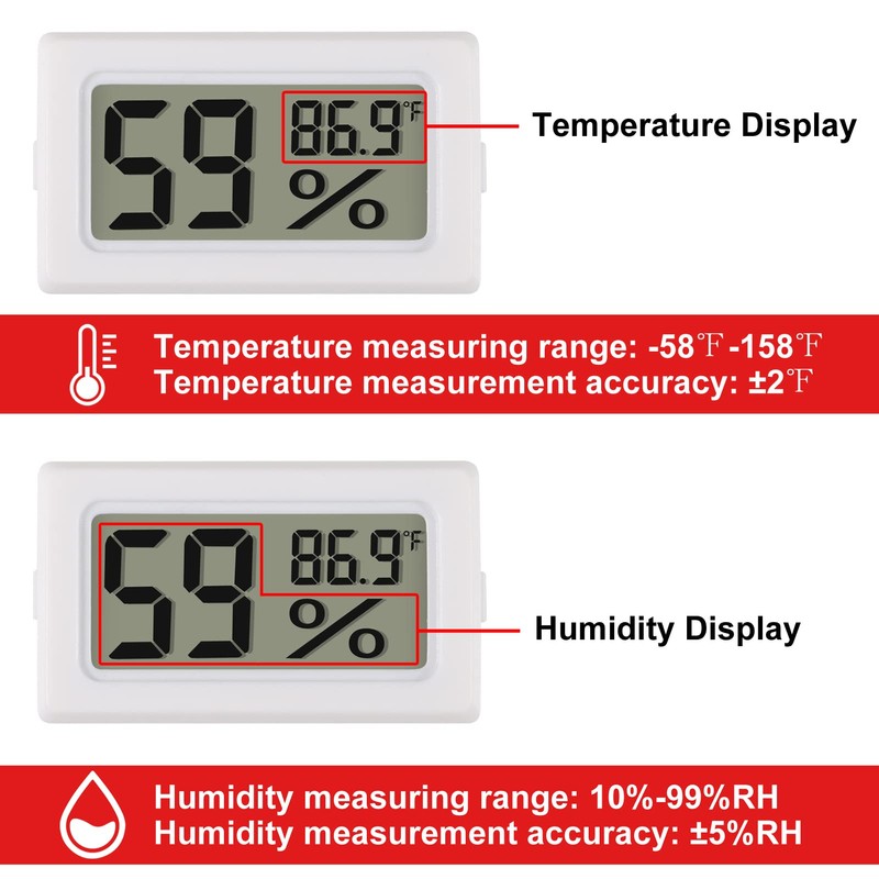 DWEII 2-Pack Mini Digital Hygrometer Thermometer Gauge with Probe LCD