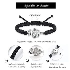 zeqingjw Flower Urn Bracelet for Ashes for Women Cremation Jewelry for Ashes Adjustable Keepsake Memorial Bracelet Urn Bangle Ashes Holder, Metal, stainless steel