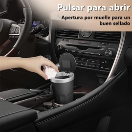PEIONO Mini Bote Basura para Coche, Bote de Basura para Auto con Tapa a Presión, Viene con Tres Pastillas de Aromaterapia, Mantén tu Coche Ordenado, Ideal para Coche, Hogar y Oficina, Negro