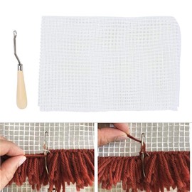 Clear Plastic Mesh Canvas Kit Mesh DIY Carpet Canvas Rug Making Fabric Canvas Rug esh Knitting Sheets for Embroidery (50 x 50 cm)