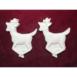 Unbranded Christmas Reindeer Ornaments Unpainted Ceramic Bisque-Ready to Paint-2 pcs