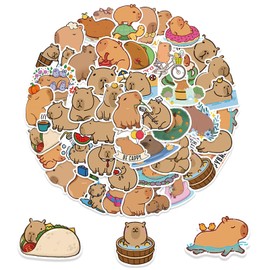 Pack of 50 Waterproof Capybara Stickers, Waterproof Vinyl Stickers, Stickers for Water Bottle, Laptop, Phone, Luggage, Skateboard Stickers