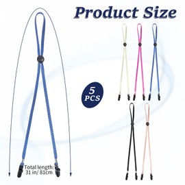 Sorcristy 5PCS Adjustable Hat Straps for Wind, Removable Anti-Loss Hat Strap Clips for Wind Strap Hats Chin Cord or Travel, Golfing, Fishing, Boating（Blue, Black, Purple Red, Beige, Champagne）