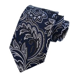 Elfeves - Corbatas para hombre, diseño floral de peonía, tela jacquard, para fiestas formales, Dark Navy Blue Grey, Talla única