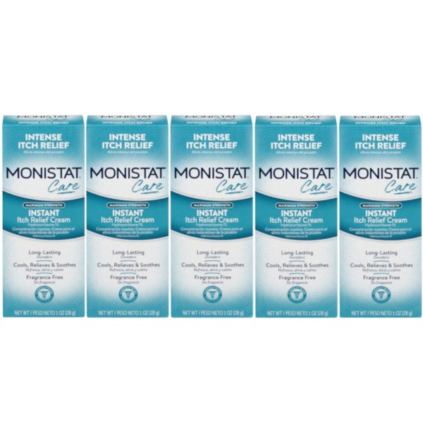 Monistat Care Maximum Strength Instant Itch Relief Cream, 1 Ounce each (Value Pack of 5)