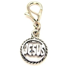 ChubbyChicoCharms Jesus in Braided Circle Pewter Charm Zipper Pull
