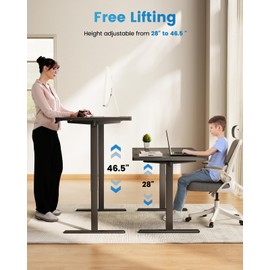 Zelimon Adjustable Standing Desk Electric Sit to Stand Up Desk 48"× 24" Memory Small Home Office Desk with Quiet Motor, Black (Black, 55 * 28 Inch)