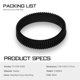 TILTA Seamless Lens Focus Gear Ring φ53-55mm for Tilta Mini Follow Focus Nucleus Nano DSLR, 360 ° Rotation Focus Gear Video Camera Lens Accessories TA-FGR-5355