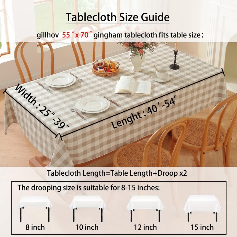 gillhov Checkered Tablecloth Rectangle Washable Buffalo Plaid Table Cloth Cotton