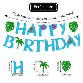 JNXCYQ Happy Birthday Banner-Glitter Moana Birthday Decorations,Moana Party Decor for Moana Theme Decorations,Hawaiian Party Decorations Baby Shower Decor Tropical Summer Party Supplies