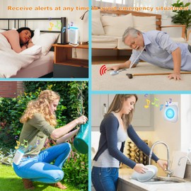 LIOTOIN Wireless Caregiver Pager Call Button Call Bell Alert Button Call Light System for Home/Elderly/Patients Nurse Alert System 4 Waterproof Transmitters 1 Portable Receiver 1 Plugin Receiver