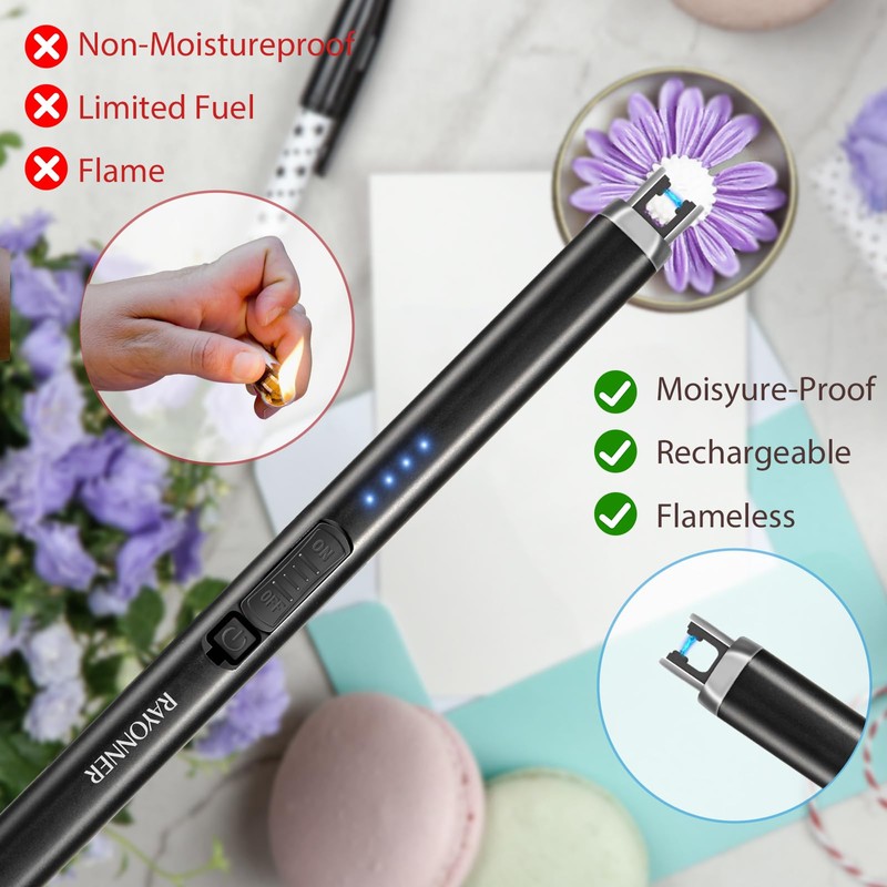RAYONNER Candle Lighter Electric Lighter USB Lighter with Safety Switch