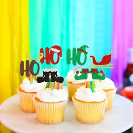 Keaziu HOhoho - Paquete de 24 adornos para cupcakes de Feliz Navidad, árbol de Navidad, copo de nieve, sombrero de Navidad, decoración de tartas, suministros de fiesta, decoración de fiesta familiar