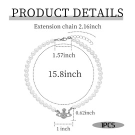 Saturn Necklace, Silver Planet, Planet Pearl Necklace with Pendant, Pearl Necklace, Rhinestone Necklace for Women, for Girls, Valentine's Day, Best Friend, Girlfriend, Birthday, Anniversary, Jewellery