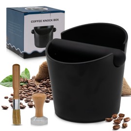 Generic Espresso Grounds Knockout Box with Removable Lever and 54mm Pressing Hammer, Coffee Brushes, Easy to Handle Coffee Grounds., Black