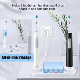 Electric Toothbrush Holder Compatible with Braun Oral-B Pro 1000 5000 8000 Vitality Stages – Charger Base Stand with Brush Head Cover – All-in-1 Storage Solution