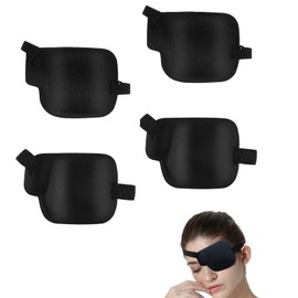 JEOPKO 4PCS Eye Patches,3D Adjustable Eyepatchs for Left Eye Adjustable Eyepatchs for Left Eye Monocular Black Eye Mask Eye Masks for Treating Eyes Suitable for Men Women Children (Black)