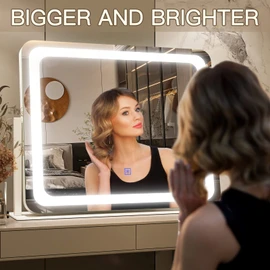 FENNIO Vanity Mirror with Lights 22''x17'' Makeup Mirror with Lights,Vanity Mirror Touch Screen with 3-Color Lighting,Dimmable,for Vanity Desk Tabletop