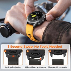 ANCOOL for Garmin Venu 3/Venu 2/Forerunner 265/255/Vivoactive 4 Watch Band, 22mm Silicone Sport Band for Galaxy Watch 46mm/3 45mm for Women Men, Citrus/Graphite Gray