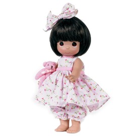 The Doll Maker Precious Moments Dolls, Linda Rick, Bear-Foot Blessings Brunette, 12 inch Doll