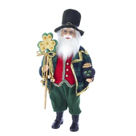 Kurt S. Adler, Inc. KK0026 Kurt Adler 18" Kringle Klaus Irish Santa with Staff Figure
