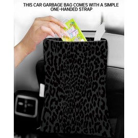 ANKVRP Car Garbage Can, Car Trash Bag, Car Garbage Bag, Hanging Car Trash Can for Car Accessories, Vehicle, Travelling, Camping, Cute Car Back Seat Organizer, Luxury Black Leopard