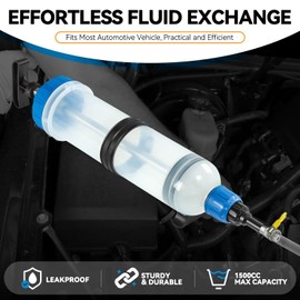Auto Dynasty Universal 1.5L Exchange Pump with Fluid Brake Oil Extraction Fill Tool Fits Car Oil Transfer Max Capacity 1500cc, Blue