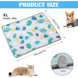 Bocguy Dog Cooling Mat, 100 x 70 cm, Cooling Blanket for Large Dogs and Cats, Self-Cooling Dog Mat, Dog Blanket Summer for Pets for Home On the Go or in the Car (Grey - Rainforest)