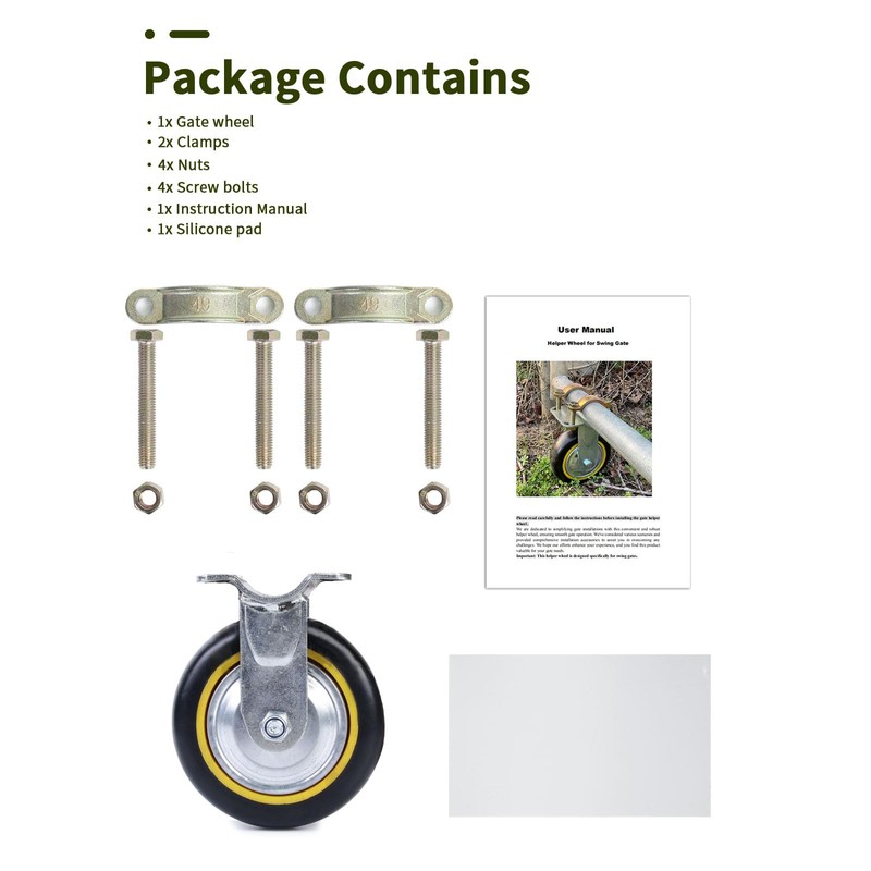 Gate Wheels for Metal Tube Gate - 2 Pack 6"