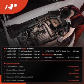 A-Premium HVAC Heater Hose Pipe Line Assembly Compatible with Ford F-250/F-350/F-450/F-550 Super Duty 2008 2009 2010, 6.4L