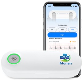 Monerr Heart Rate Monitoring Device Portable Bluetooth Monitor for Rhythm Waveform, Personal Use Device Compatible with iOS&Android (White)