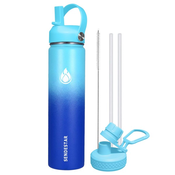SENDESTAR Stainless Steel Wide Mouth Water Bottle 24oz Double Wall