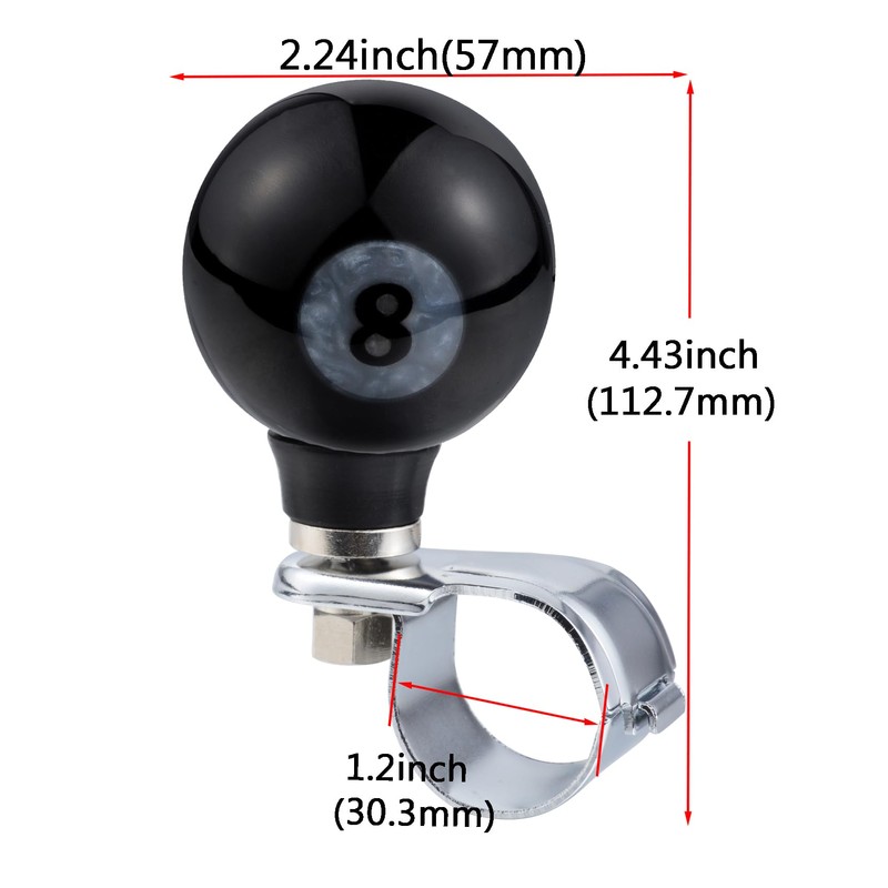 Abfer 8 Ball Steering Wheel Suicide Spinner Knob Car Turning