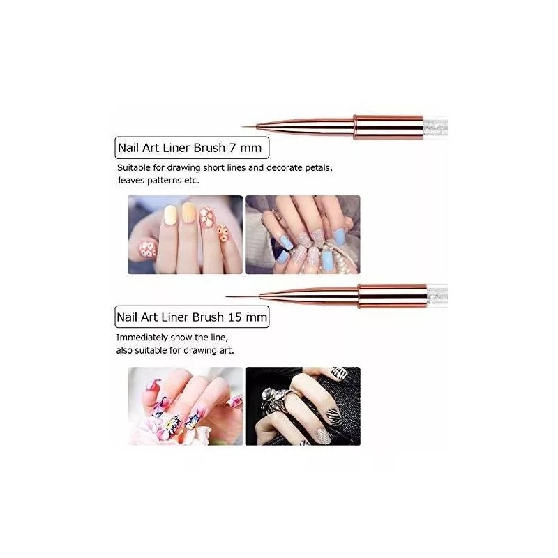 Ycyan Set Pinceles Uñas 5pcs Rhinestone Gel Uv Liner Manicura