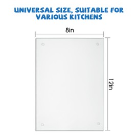 Small Glass Cutting Board,Clear Tempered Glass for Kitchen 1 Pcs (8"x12"),with Rubber Feet,Non-Slip,Durable Shatter Resistant,Dishwasher Safe,Scratch Resistant,Heat Resistant