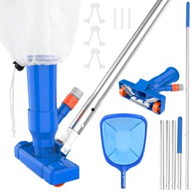 2025 Upgraded 4 Section Poles of 68" Portable Pool Vacuum Cleaner Kit with Pool Skimmer Net, Unique Lock Catch Design,Handheld Pool Vacuum Jet Cleaner for Above Ground Pools Pool, Pond, Fountain Clean