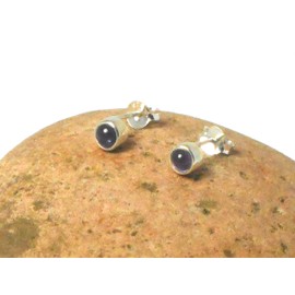 AMS1905161 Amethyst Round Sterling Silver Stud Earrings 925 - 4 mm, Sterling Silver, Amethyst