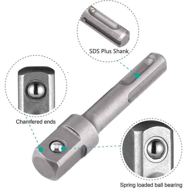 Bestgle 3pcs SDS Plus Shank Impact Socket Adapter Drill Extension