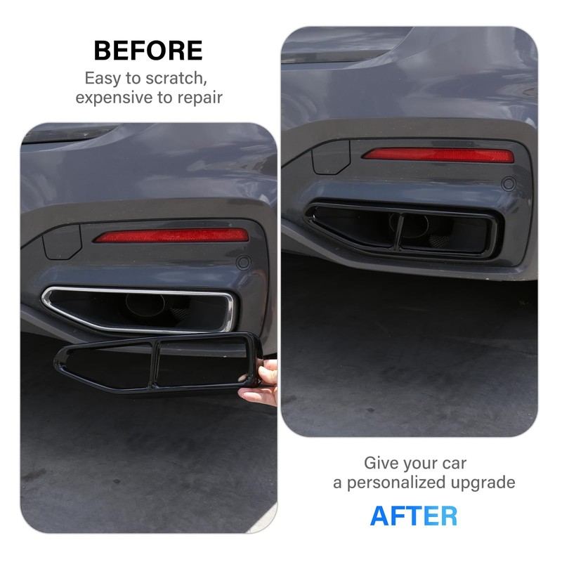 DIYUCAR Stainless Steel Exhaust Trim Black Exhaust Pipe Decoration Accessories