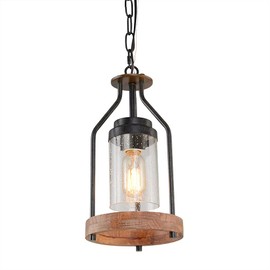 Giluta Simple Pendant Light Retro Island Pendant Lighting Fixture, Farmhouse Kitchen Hanging Ceiling Light with Glass Shade for Bedroom Living Room Bathroom (P0039)