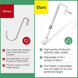 yVicv Wreath Hangers for Front Door, Door Wreath Garland Hook Metal Wreath Holder, Outdoor and Indoor, 2PCS Over Door Hanger for Wedding & Christmas Decoration (White)